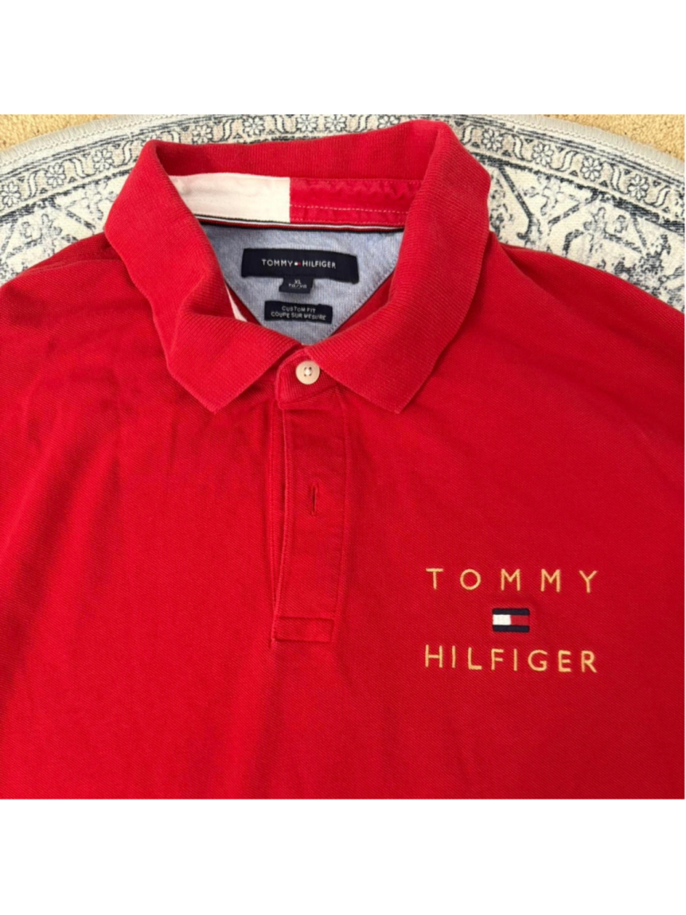 Tommy Hilfiger red long sleeve polo shirt - Size XL